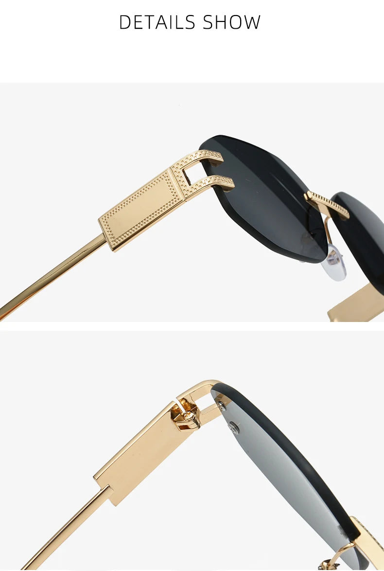 Retro Frameless Trendy Fashion Brand Sun Glasses