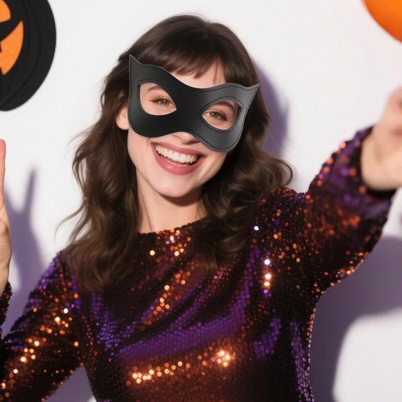 Half Face Mask Elastic Band Black Eye Mask Halloween Party
