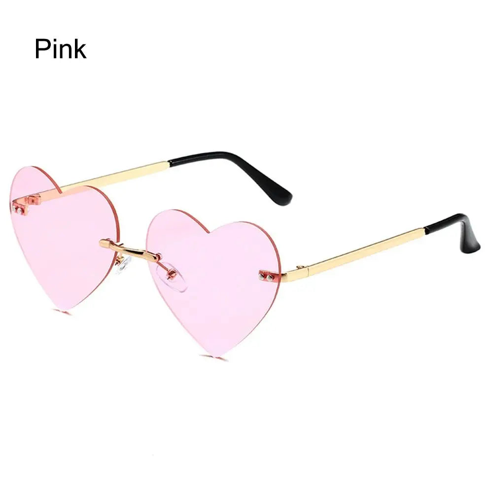 Pink Hipe Costume Party Rimless Heart HELLOWEEN Sunglasses