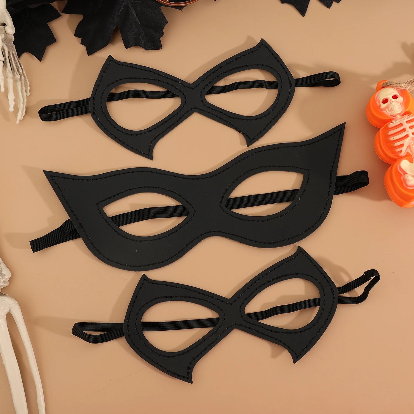 Half Face Mask Elastic Band Black Eye Mask Halloween Party