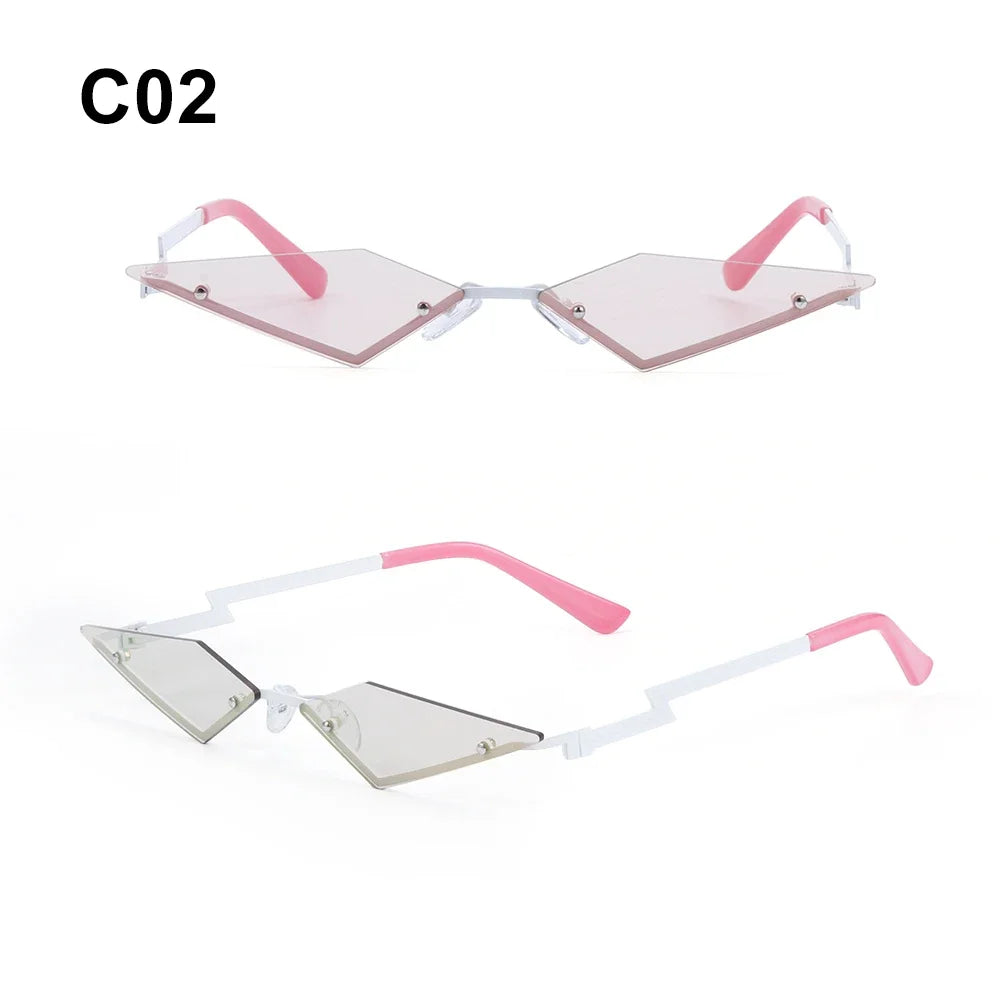 Rimless Sunglasses Diamond Shape Trending Vintage HELLOWEEN Sunglasses