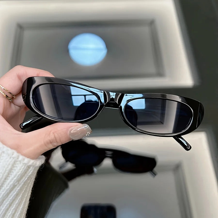 Unisex Small Square Vintage Black Designer Sunglasses