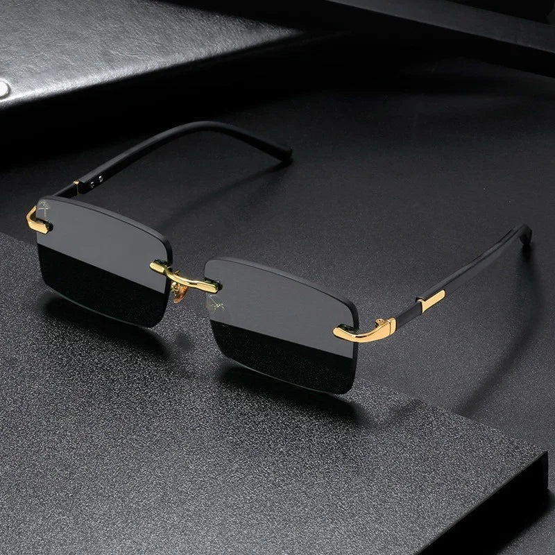 Frameless Luxury Trimmed Square Sunglasses