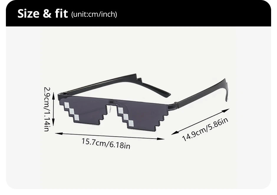 2Pcs Mosaic Pixelated Cool Party Vintage Shades
