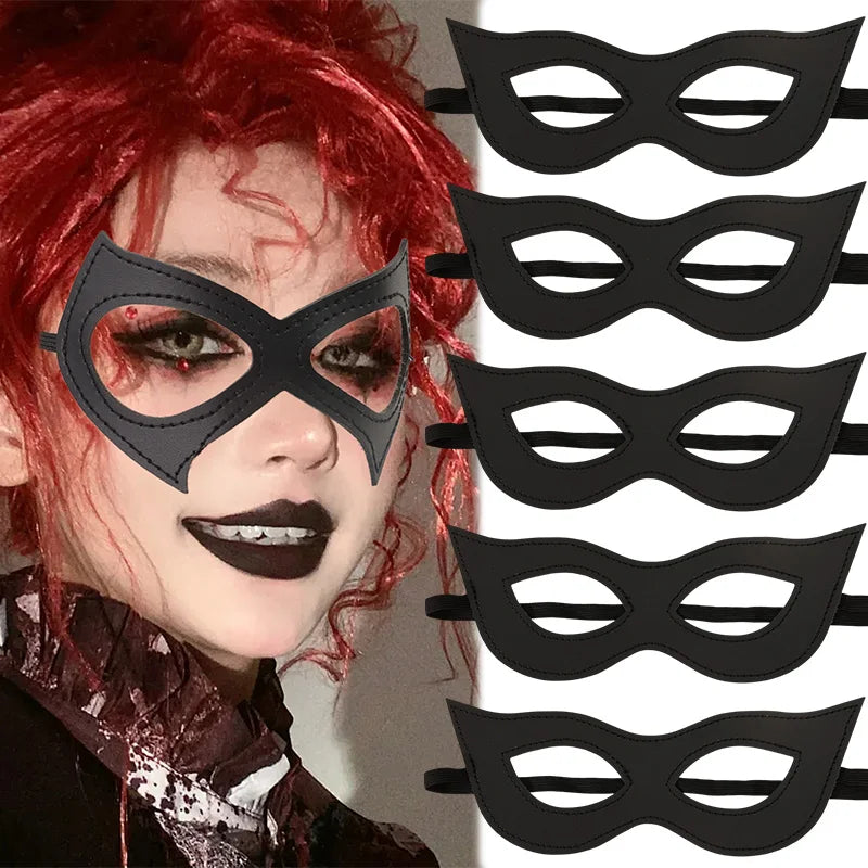 Half Face Mask Elastic Band Black Eye Mask Halloween Party