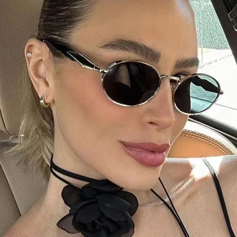 Luxury Metal Frame Cat Eye Oval Women's Sunglasses
