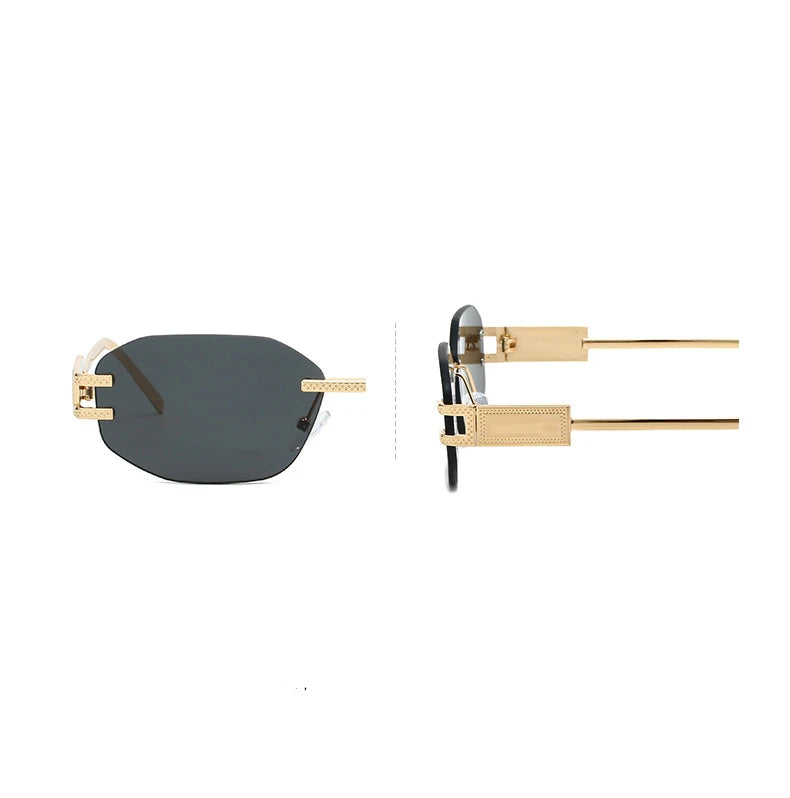 Retro Frameless Trendy Fashion Brand Sun Glasses