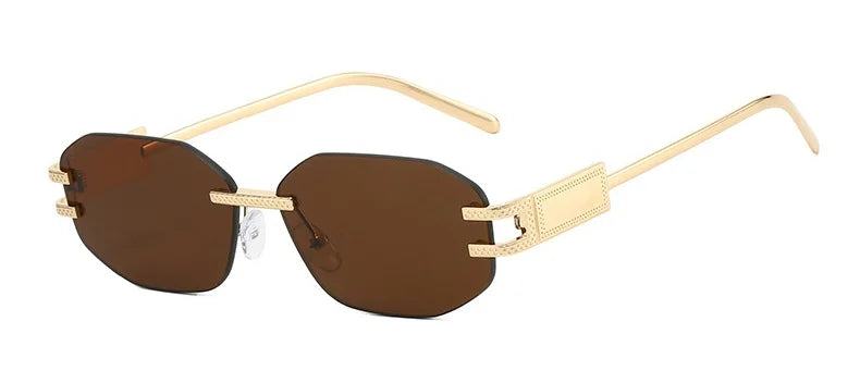 Retro Frameless Trendy Fashion Brand Sun Glasses