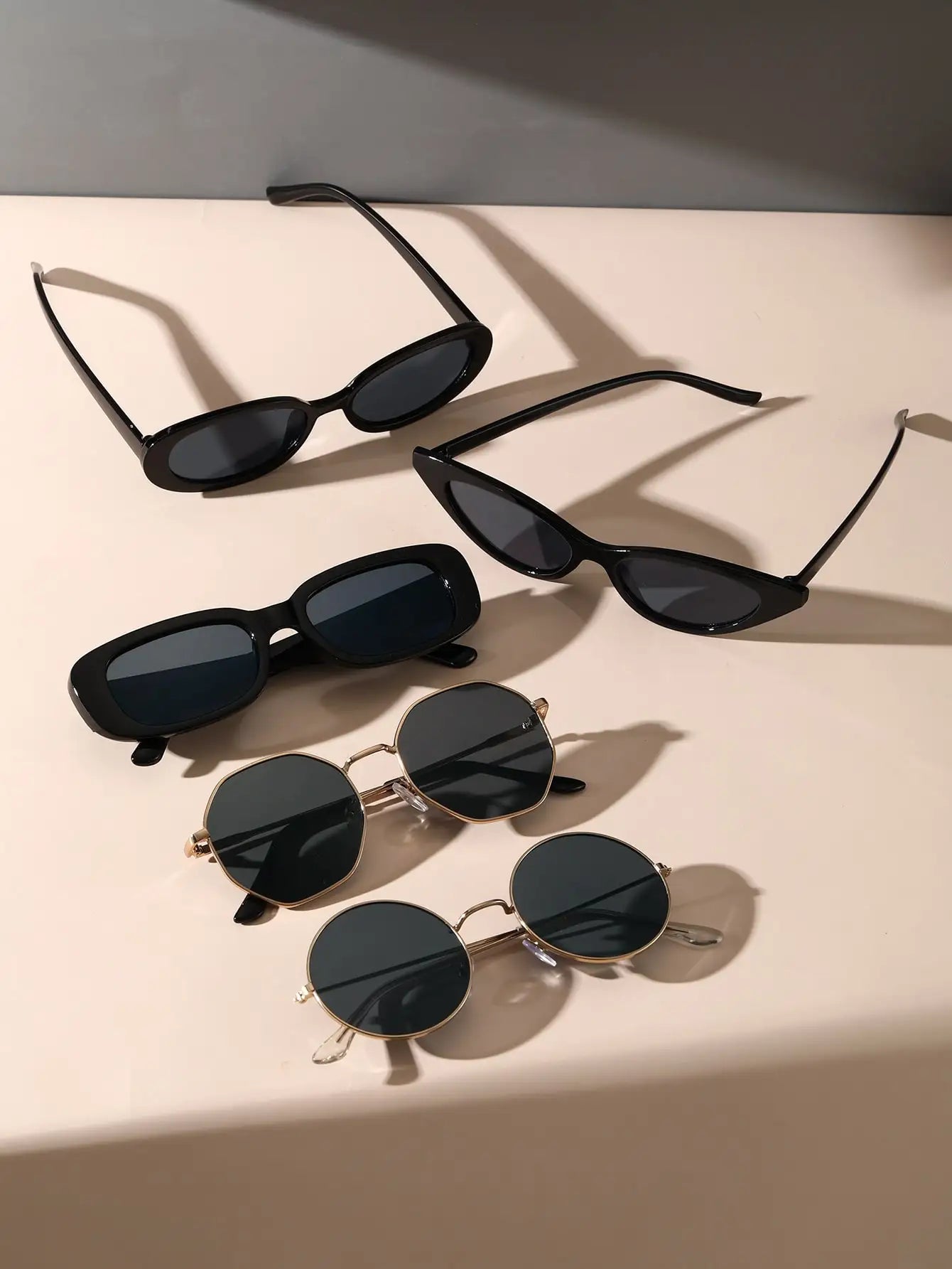 5PCS Unisex Metal Plastic Street Fashion Sunglasses
