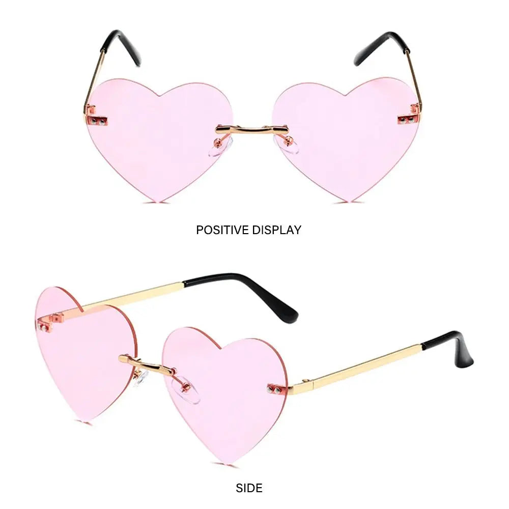 Pink Hipe Costume Party Rimless Heart HELLOWEEN Sunglasses