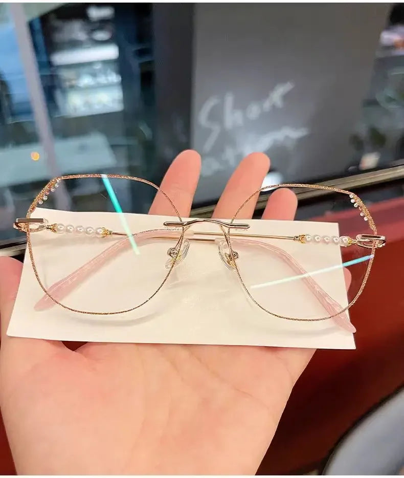 Diamond Rimless Presbyopia Glasses – Large Frame