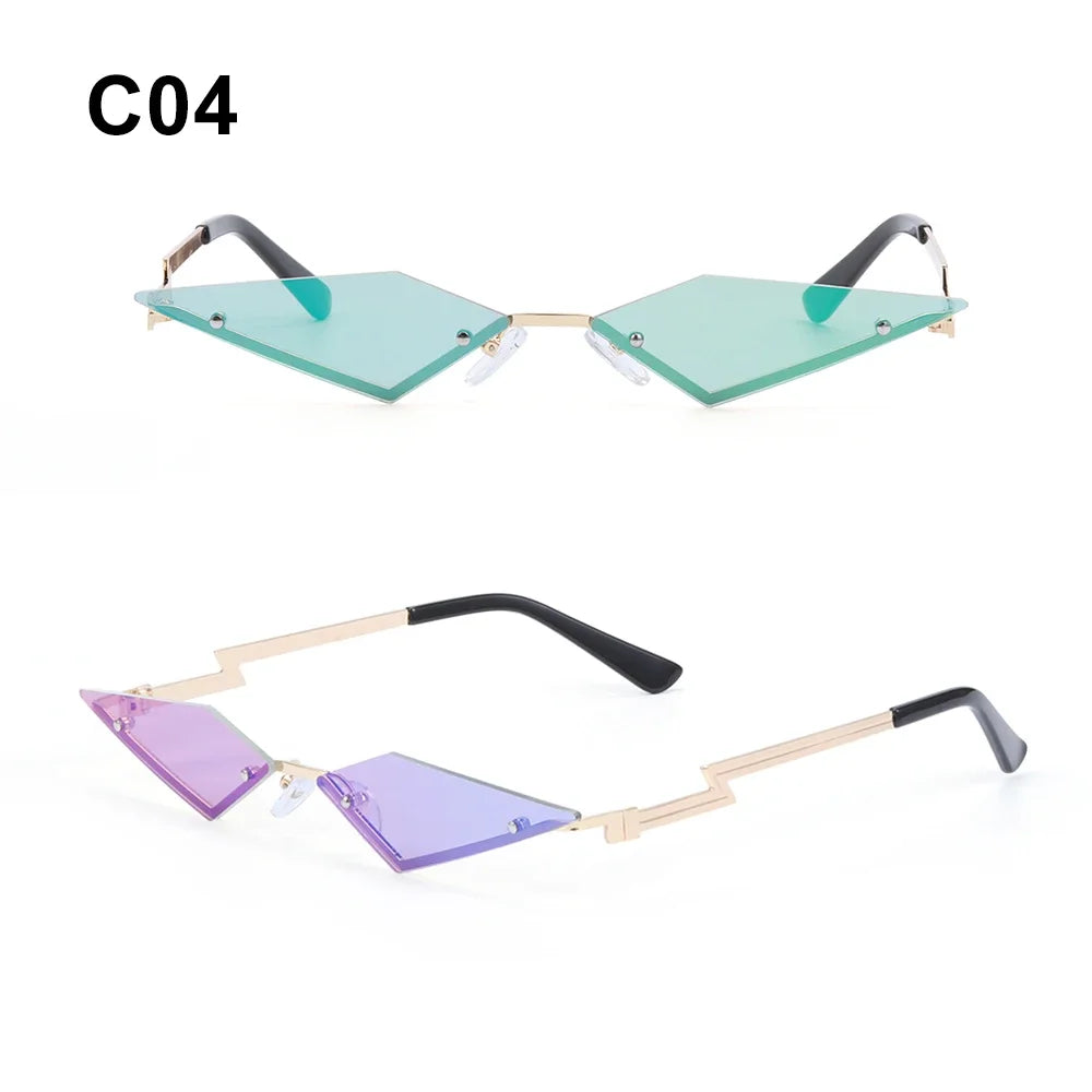 Rimless Sunglasses Diamond Shape Trending Vintage HELLOWEEN Sunglasses