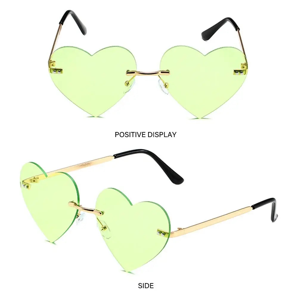 Pink Hipe Costume Party Rimless Heart HELLOWEEN Sunglasses