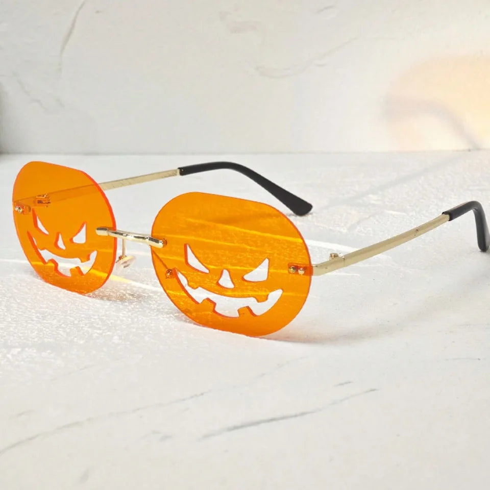 Halloween Alloy Oval Cutout Pumpkin Glasses
