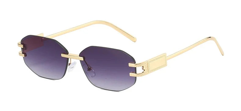 Retro Frameless Trendy Fashion Brand Sun Glasses