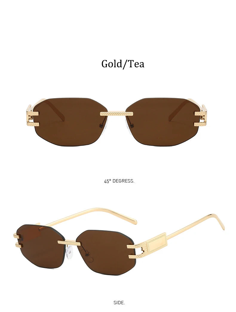 Retro Frameless Trendy Fashion Brand Sun Glasses