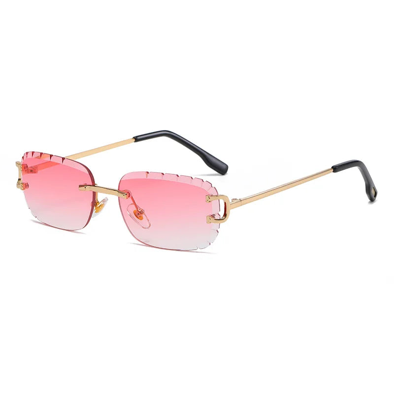 Rimless Rectangle Anti-Glare Cut Edge Sunglasses