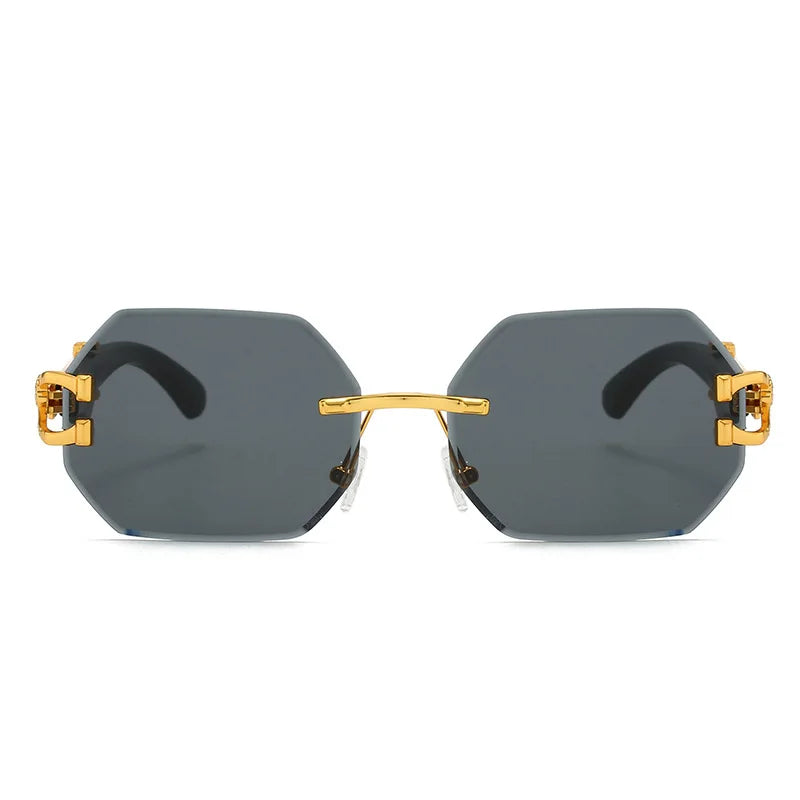 Frameless Cut Edge Hexagon Sunglasses