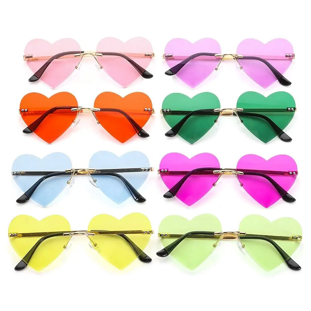 Pink Hipe Costume Party Rimless Heart HELLOWEEN Sunglasses
