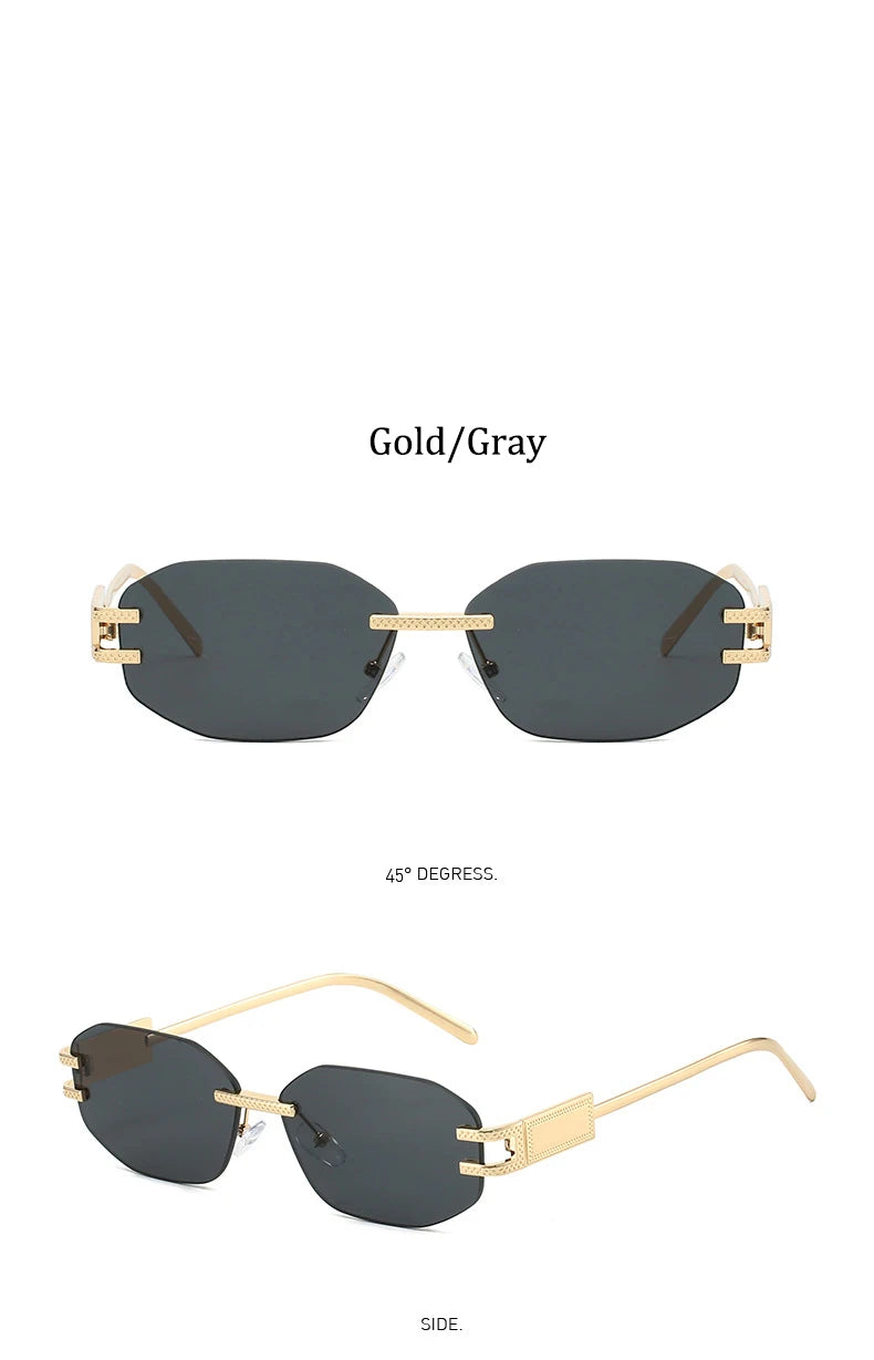 Retro Frameless Trendy Fashion Brand Sun Glasses