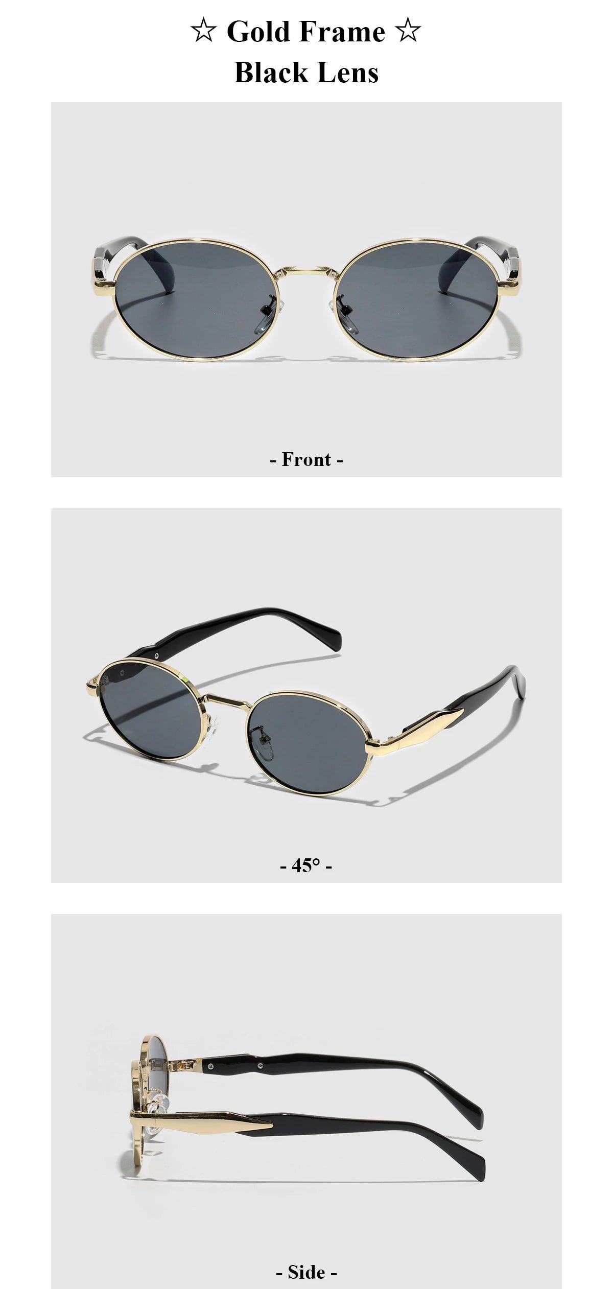 Luxury Metal Frame Cat Eye Oval Women's Sunglasses