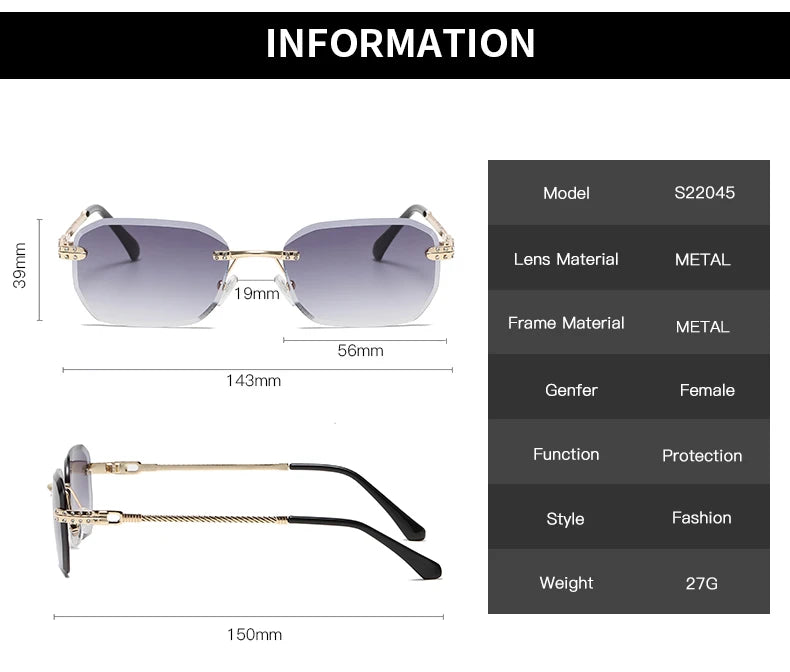Hiking Rimless Square Anti Light Glasses