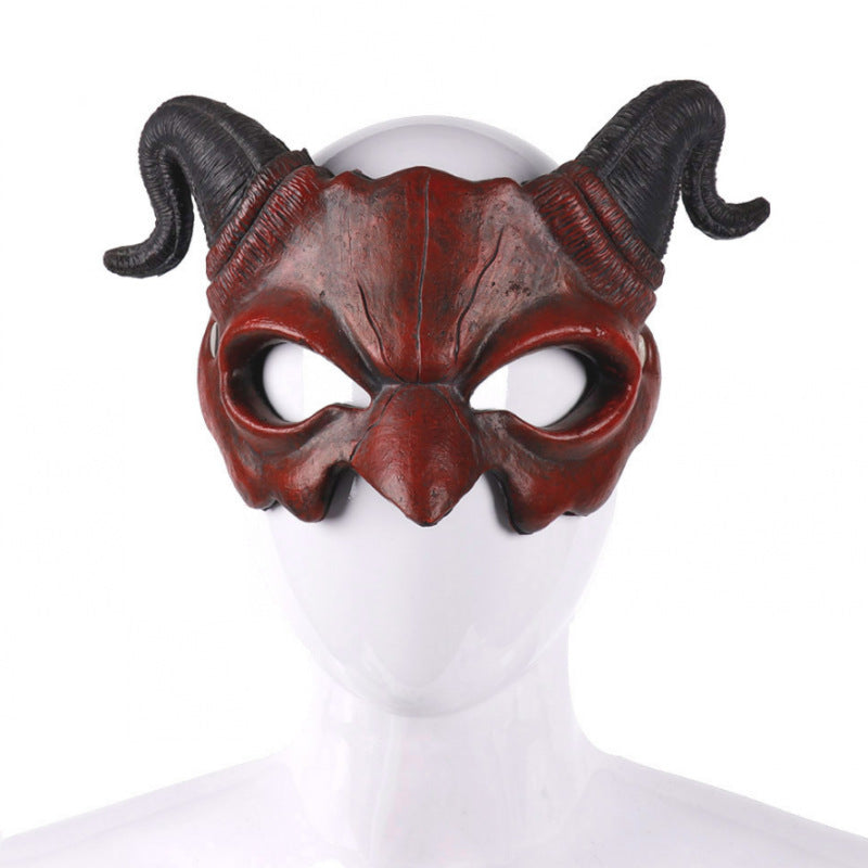 Halloween Horn Evil Face Ghost Head Mask