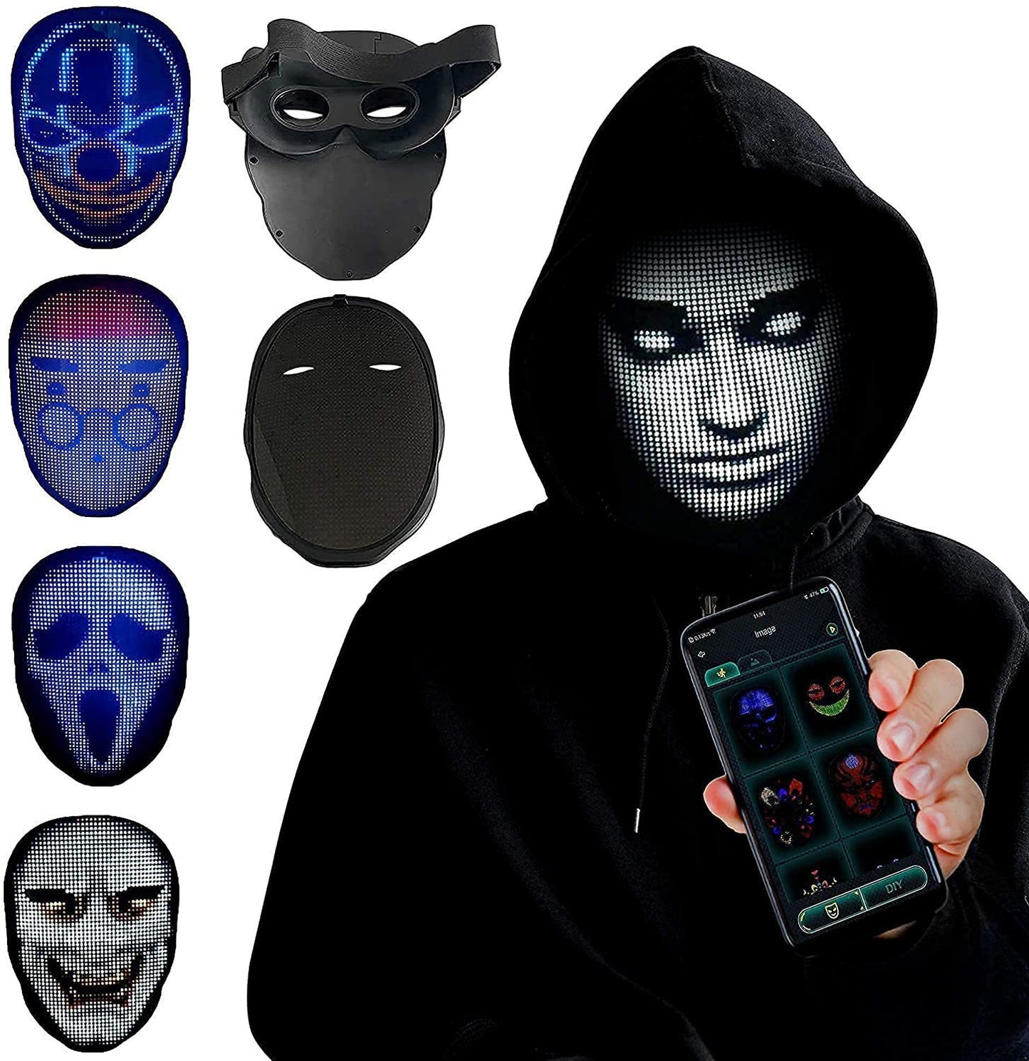 Halloween LED Luminous Face Changing Party Mask