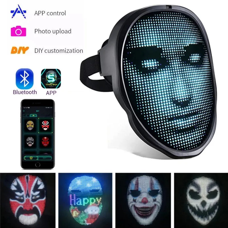 Halloween LED Luminous Face Changing Party Mask