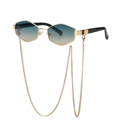 Luxury Hexagon Sunglasses with Chain