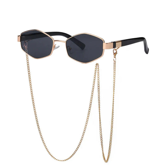 Luxury Hexagon Sunglasses with Chain