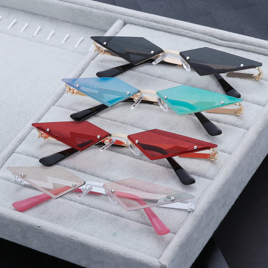 Rimless Sunglasses  Diamond Shape Trending Vintage HELLOWEEN Sunglasses