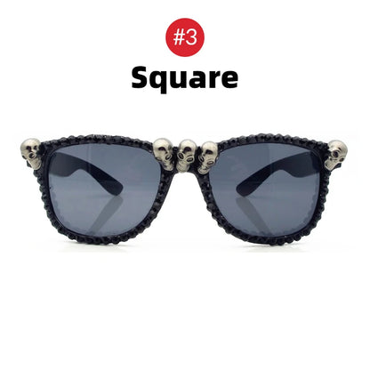 Women Skull Sunglasses Black Cat Eye Rhinestone Gorgeous HELLOWEEN Sunglasses