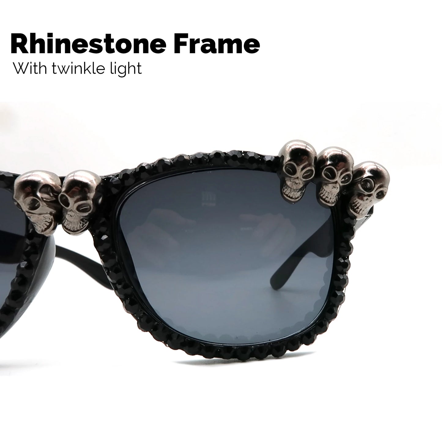 Women Skull Sunglasses Black Cat Eye Rhinestone Gorgeous HELLOWEEN Sunglasses