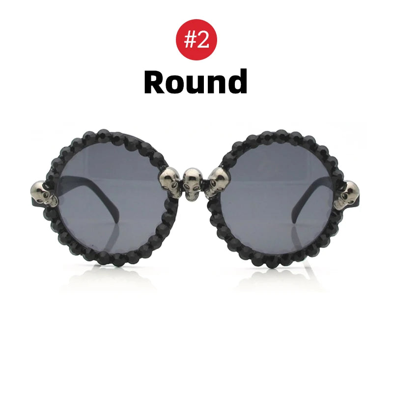 Women Skull Sunglasses Black Cat Eye Rhinestone Gorgeous HELLOWEEN Sunglasses