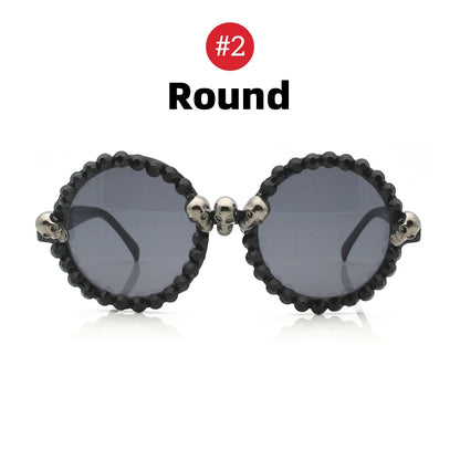 Women Skull Sunglasses Black Cat Eye Rhinestone Gorgeous HELLOWEEN Sunglasses