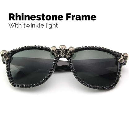 Women Skull Sunglasses Black Cat Eye Rhinestone Gorgeous HELLOWEEN Sunglasses