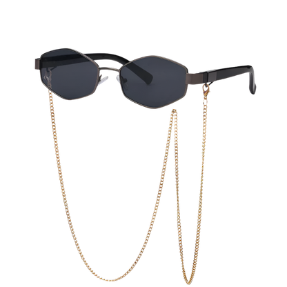 Luxury Hexagon Sunglasses with Chain