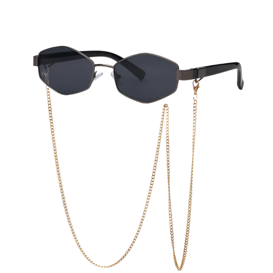 Luxury Hexagon Sunglasses with Chain