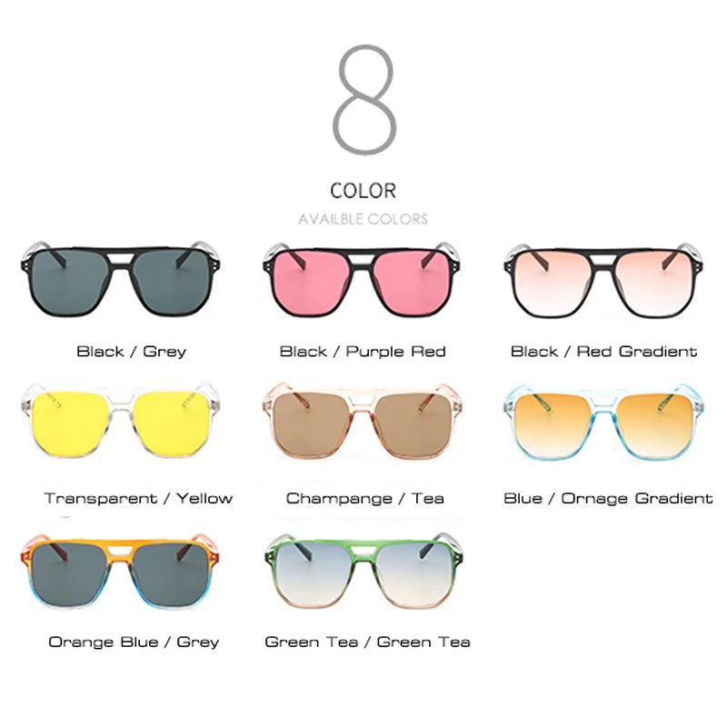 Retro Double Bridges Square Sunglasses