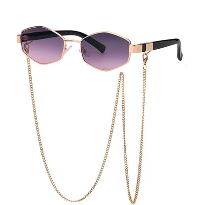 Luxury Hexagon Sunglasses with Chain