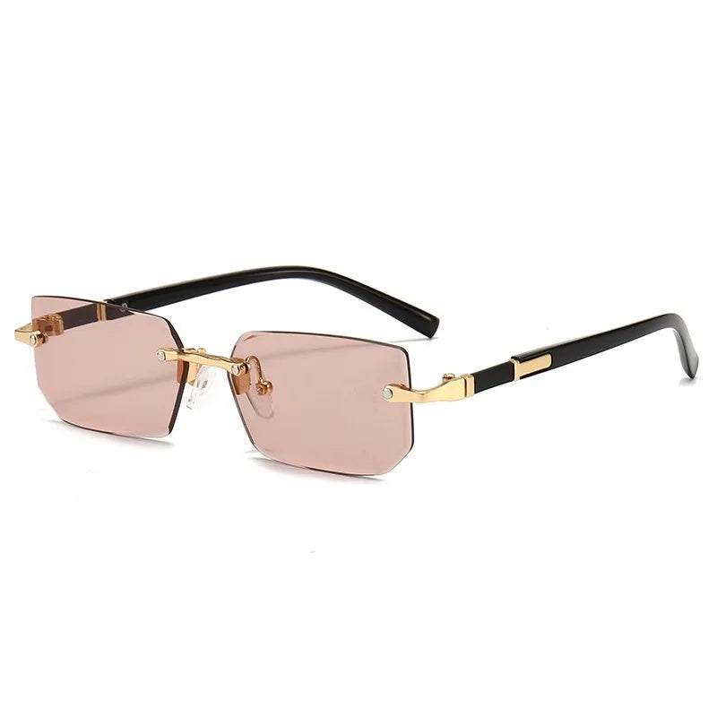 Frameless Luxury Trimmed Square Sunglasses