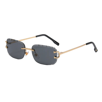 Rimless Rectangle Anti-Glare Cut Edge Sunglasses