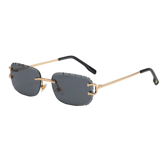 Rimless Rectangle Anti-Glare Cut Edge Sunglasses
