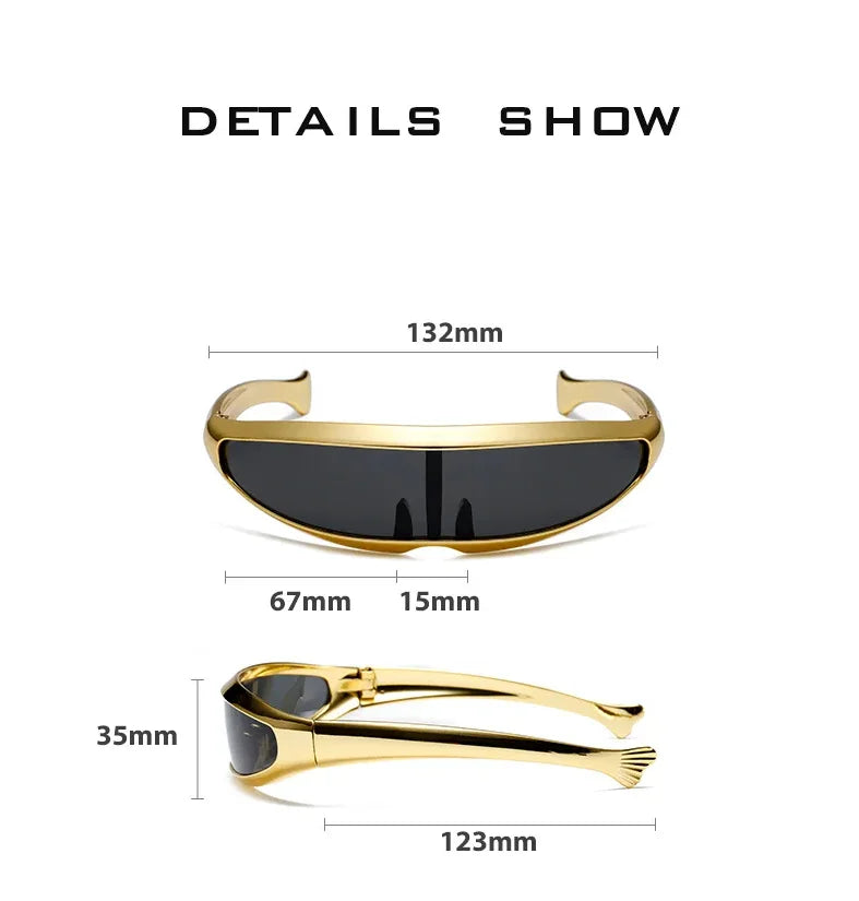 Futuristic One-piece Y2K Steampunk Sunglasses