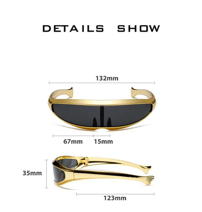 Futuristic One-piece Y2K Steampunk Sunglasses