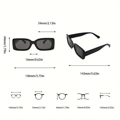 3PCS Y2K Hip Hop Vacation Square fashion Glasses