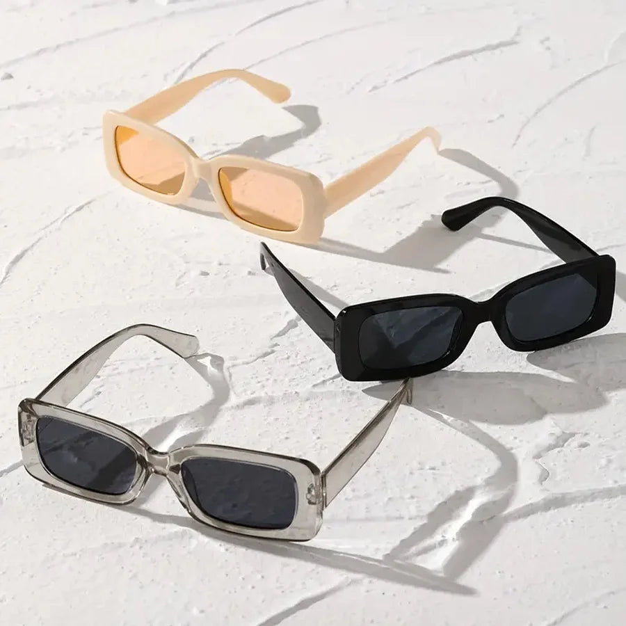 3PCS Y2K Hip Hop Vacation Square fashion Glasses