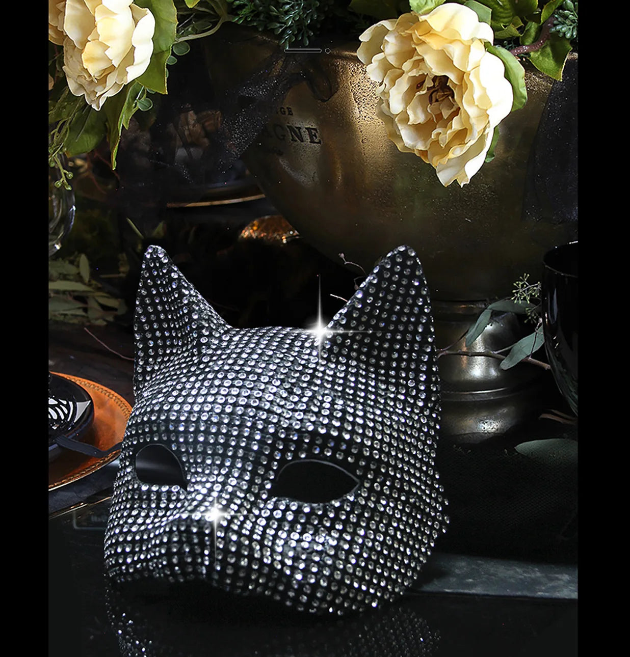 Sexy Cat Ear Bling Masks & Gloves