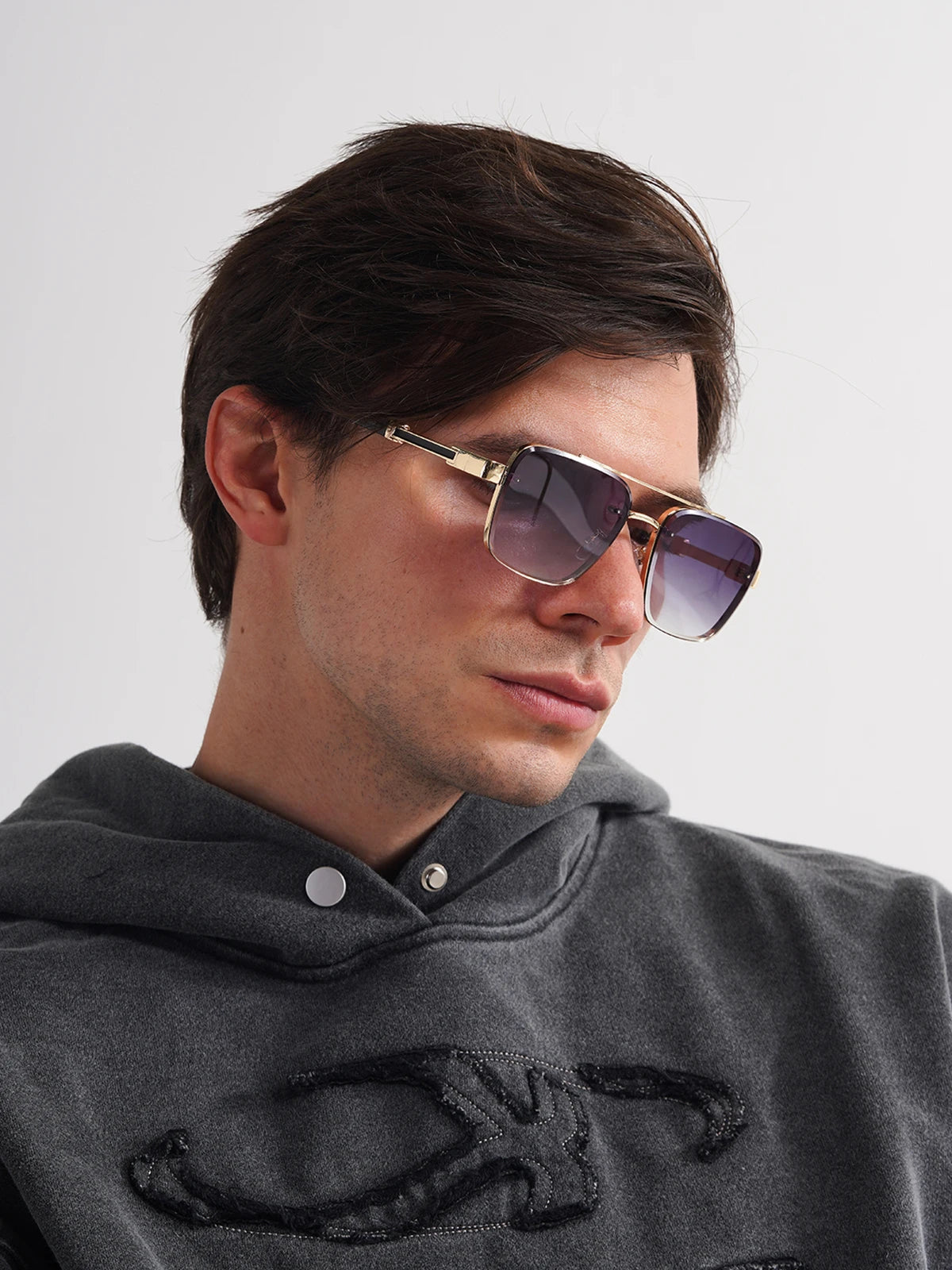 Ruiao Square Pilot Metal Gradient Luxury Sunglasses